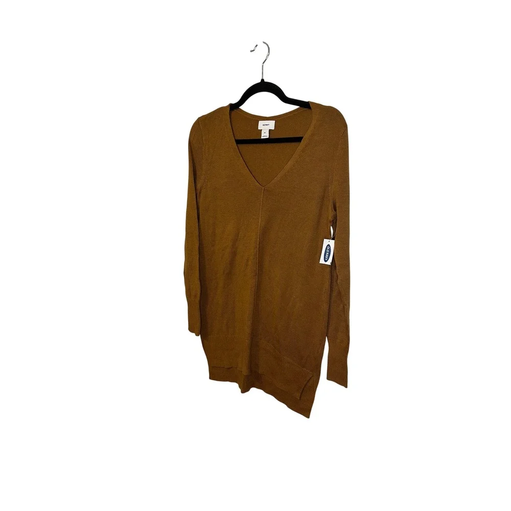 Old Navy Women's V Neck‎ Long Sleeve Sweater Knit Amber Brown Size XS
